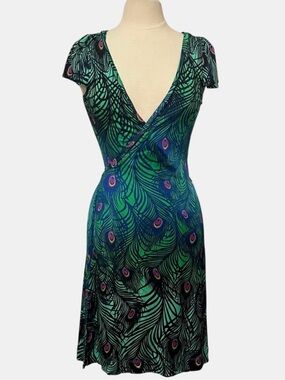 Matthew Williamson For H&M Peacock Wrap Dress Size Small